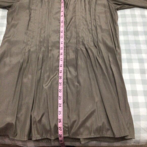 2/40$ CONTEMPORAINE pleated long blouse tunic maroon medium shinny 3/4 sleeves - Picture 12 of 16